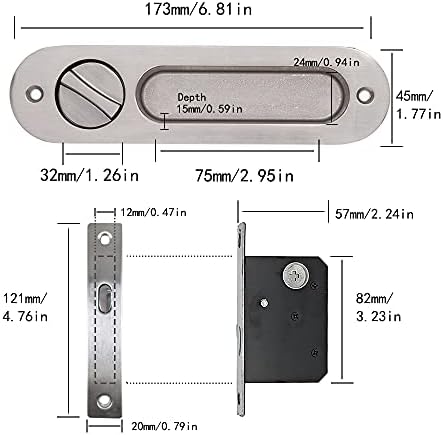 GIFSIN SLIGHT BARN DOOR מנעולים ידית דלת בלתי נראית עם 3 מקשים לריהוט דלת כיס מעץ חומרה 6.81 אינץ