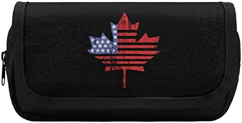 מארז עיפרון דגל מייפל קנדה בארהב עם שני תאים גדולים כיס אחסון קיבולת גדול שקית עיפרון עפרון לבוגר מבוגר בבית הספר