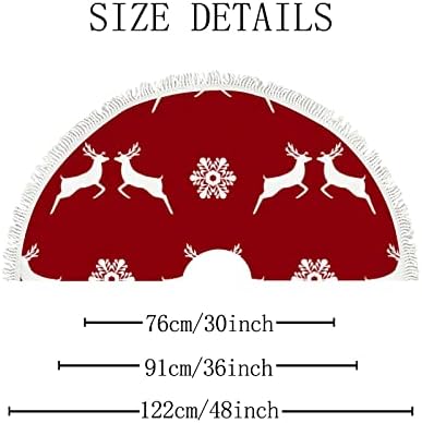 עץ חג המולד גדול חצאית איילים פתיתי שלג אדום חג המולד אדום חצאית עץ 48 אינץ