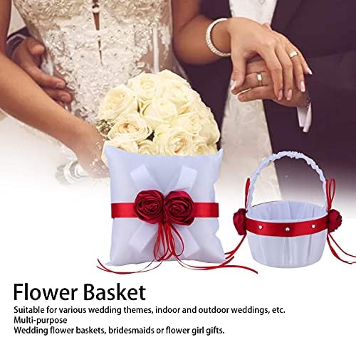 חתונה פרח סל, חתונה יד סל סט פרח סל נושא טבעת כרית רומנטי קל משקל אלגנטי סל לחתונה ספקי צד טקס בית יום נישואים,