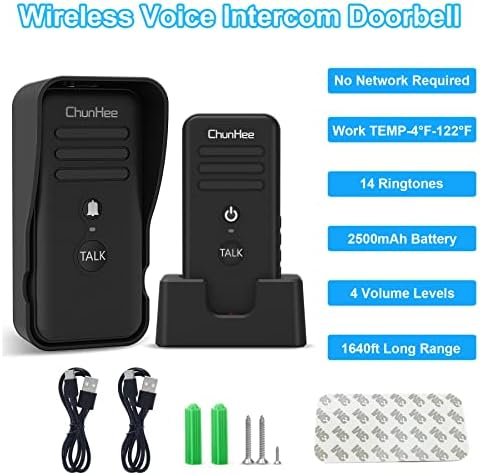 Chunhee Wireless Intercom פעמון לדירה ביתית-1/2 מייל לטווח הארוך טווח ארוך אינטרקומוניקאדור עמיד למים פעמון פעמון אלקטרוני