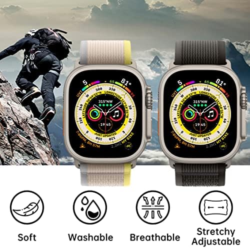 2 חבילות לולאת שבילים תואמת עם Apple Watch Ultra Band 49 ממ 45 ממ 44 ממ 42 ממ גברים נשים, רצועת החלפה קלה של ניילון