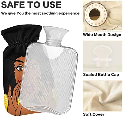 שחור אישה שפתיים נקודות חם מים תיק עם כיסוי עבור חם וקר לדחוס 1 ליטר