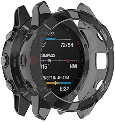 מקרה תואם ל- Garmin Fenix ​​6 Smartwatch TPU ברורה TPU חסין זעזועים אנטי-סקרט מארז מכסה עור מלא סביב הגנה מכסה פגוש