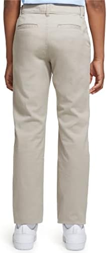 מכנסי חאקי אריג אחיד בית ספר לבנים איזוד, חזית שטוחה וחגורה נוחה
