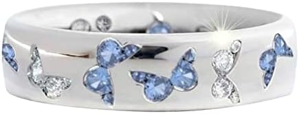 דו טבעת מתכוונן אגודל טבעות לנשים קריסטל פרפר טבעת צבעוני קריסטל פרפר מדהים טבעת מתנה