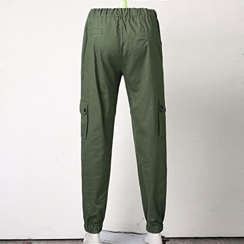 Wybaxz Mens אופנה פנאי ספורט ספורט צבע אחיד עניבת כיס מכנסיים מכנסיים 4 שנים