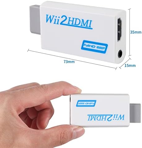 Aokin Wii לממיר HDMI, Wii למתאם HDMI 1080p 720p וידאו פלט עם שקע שמע 3.5 ממ, מתאים ל- Wii Connect HDTV, צג - תומך