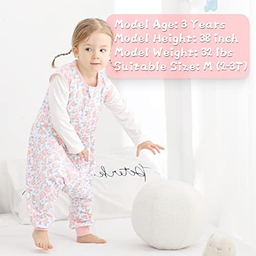 פעוטות שינה שקית 2 חבילה, שק שינה 2T-3T, שק שינה קל משקל שמיכה לבישה לתינוק, פעוטות שקי שינה לתינוק עם רגליים, פעוט רך ללא