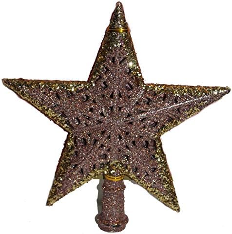 נושא המשי של רוז המשי נושא 8.3 H נצנץ גימור כוכב עץ כוכב טופר עץ חג המולד קישוט