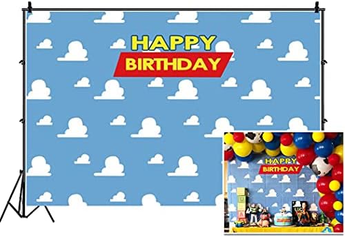 7 * 5 רגל ילדים יום הולדת שמח צילום רקע בצבעי מים באנר חלקה רטרו מטוס מטוסים שמיים ענן קריקטורה רקע 1 ב יום תינוק מקלחת עוגת