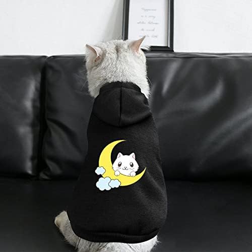 חתול חמוד על הירח קפוצ'ון חיית המחמד סווטשירט חורף עם כובע לחתול כלבים תלבושת תלבושת חמודה