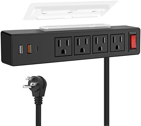 רצועת חשמל עם יציאות USB, 4 תקע AC עם מתג למטבח, משרד, בית, מלון