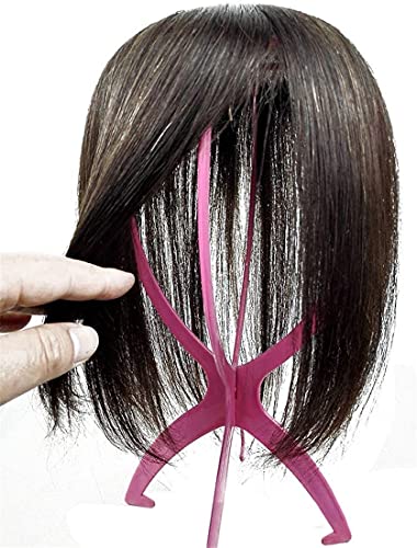 יאנאמי אמיתי שיער טבעי מונו יד קשור כתר טופר פאה קליפ שיער טבעי טופר פאה לנשים עם שיער דליל, 10 חום כהה