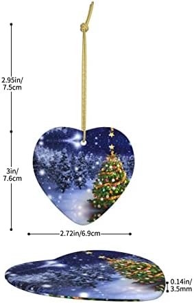 עץ חג המולד תליון לב קרמיקה לחג המולד, 2022 תליון מנטל משפחתי פופולרי