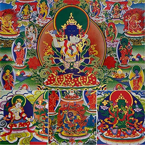 Gandhanra 42 אלים אילמים של ברדו תאודול, אמנות ציור טיבטית ת'אנגקה, ברוקד טאנגקה בודהיסט, שטיח בודהה עם גלילה