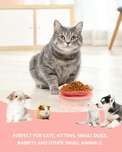 Thaigex 2+2 מנות מזון לחתול קרמיקה, קערות מזון רטובות לחתול חתול מאכיל קערות רחבות כדי להקל על הקלה על צלחות חתול