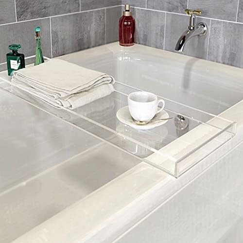 Jeusdf אמבטיה לאחסון מתלה מגש אמבטיה שקוף אמבט אמבטיה רב-פונקציונלי כלי אמבטיה מדף אחסון מגבות