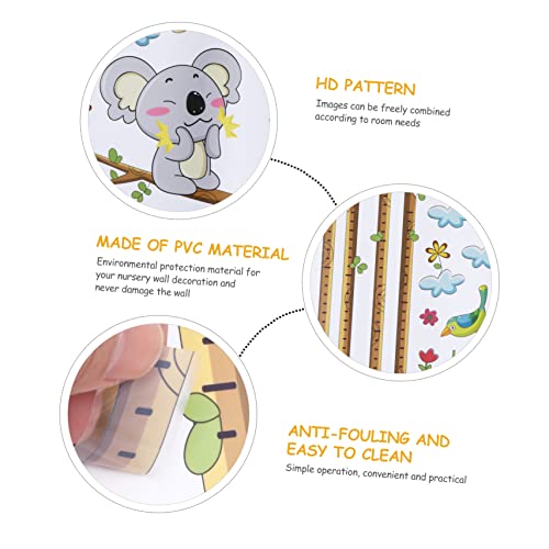 מדבקות מדבקות של Kisangel 3PCS מדבקות צמיחה נשלפת חיות קיר תרשים מדבקות מקלחת למדידת קריקטורה עיצוב עץ משתלת בעלי