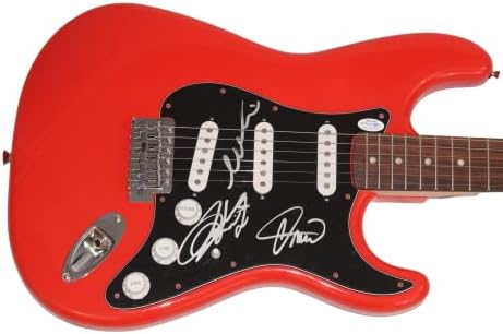 להקת גרטה ואן פליט חתמה על חתימה בגודל מלא פנדר אדום סטראטוקסטר גיטרה חשמלית עם אוטוגראפואה אקואה אימות - חתום על ידי