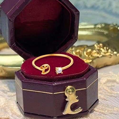 2023 חדש זהב אישית ריינסטון 26 ראשוני טבעת תכשיטים אישית ראשוני מכתב פתוח טבעת עם יהלומי ריינסטון טבעת לנשים התאמת טבעות