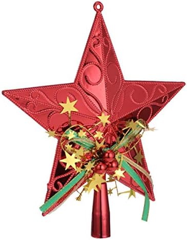Nolitoy Treetop, מסיבת הנצנצים אדום פוינט חג המולד. טופרים וצורת שנת צמרת צמרת עץ נוצצת בצבע נוצץ לקישוט חגיגי נצנץ