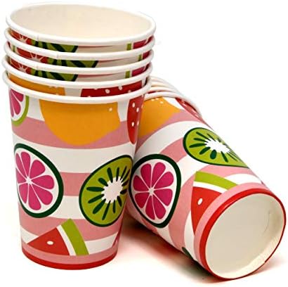 סט כלי שולחן של מסיבות הפירות בקיץ כולל 24 צלחות נייר 9 24 צלחת 24 24 9 גרם כוסות 50 מפיות ארוחת צהריים עבור טוטי פירותי לימון