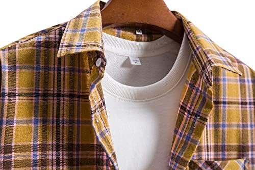 כד & פו גברים של התאמה רגילה משובץ פלנל חולצות כפתור למטה חולצות ארוך שרוול שרוול חולצות