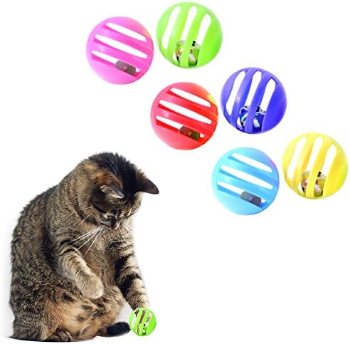 כדורי פלסטיק 6X ATB W/פעמונים צעצועים חתולים חתלתול חתלתול רודף אחר משחק עגול רעשן צבעוני