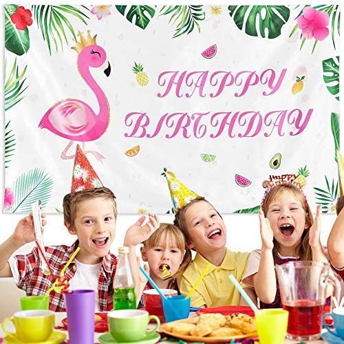 ורנסאי פלמינגו מסיבת יום הולדת קישוט-73 איקס 43 יום הולדת שמח תמונה רקע טרופי הוואי נושאים ספקי צד עבור בנות קיץ