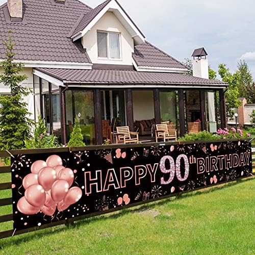 פימווימקים קישוטי באנר ליום הולדת 90 לנשים, אספקת יום הולדת גדולה שמחה בת 90, יום הולדת בן 90 רקע סימן לתא צילום