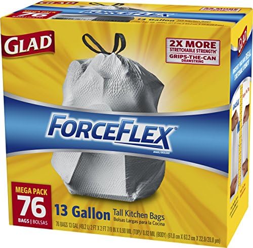 Goate Forceflex שקיות זבל גבוה, שקית אשפה לבנה של 13 ליטר לפח אשפה גבוה, שקיות ריחות לא מרוגזות כדי לחסל ריחות,