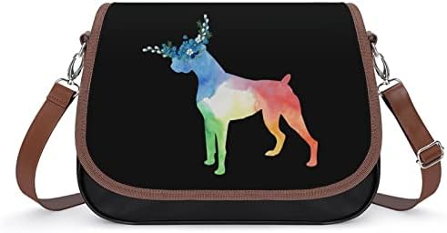 צבעי מים בוקסר כלב עור קרוסבודי תיק קטן ארנק אופנה פאני חבילת נסיעות כתף חבילת יום לגברים נשים