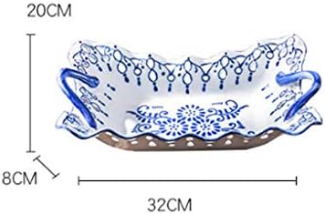 XJJZS צבוע ביד קרמיקה כחולה ולבן חדש בסגנון סיני בסגנון קפה שולחן קפה ממתקים מגש פרי בית אישיות יצירה מגש אחסון מפתח מגש
