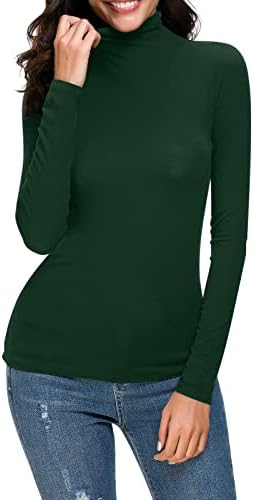 נשים של בסיס חולצות 2022 חורף רופף מתאים טרנדי מקרית גבוהה צוואר אלסטי מוצק חולצות גבירותיי אלגנטי ארוך שרוול חולצות