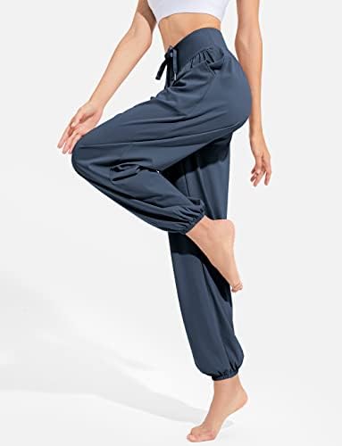 HALLUN לנשים משתרע יוגה יוגה מכנסיים מכנסיים רופפים מכנסי טרנייל אימון מכנסי טרקלין עם כיסים