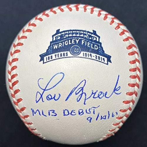 Lou Brock MLB הופעת בכורה חתום על לוגו שדה בייסבול Baseball JSA Cubs - כדורי חתימה עם חתימה