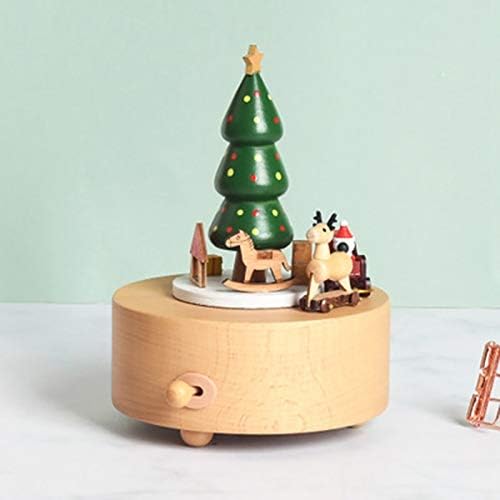 WPYYI עץ חג המולד קופסת מוזיקת ​​מעץ קופסת חג המולד אלק סנטה קלאוס קופסת מוזיקה