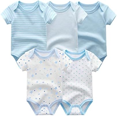 Zav Unisex תינוקות בגדים בגדים עם שרוול קצר 5-חבילות עם סרבלים עם 3 חבילות ברגליים לתינוקות