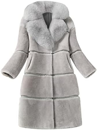 בגדי אופנה נשים מעיל דמוי דמוי פו אלגנטיות עבות חמות לבוש חיצוני ארוך ז'קט קטיפה מזויפת חמה ורך בחורף מעיל חורף