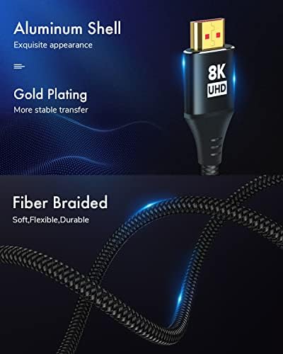 KELINK 8K HDMI 2.1 כבל 3.3ft, 48 ג'יגה -ביט לשנייה אולטרה מהיר גבוה חוט HDMI קלוע שחור - קבלו 4K @ 120Hz ב- PS5