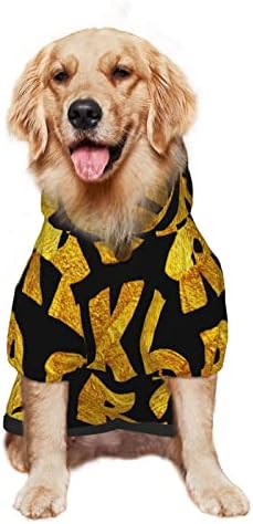 קפוצ'ון גדול של כלב קפוצ'ון זהב-אלפבית-וינטג 'סוודר בגדי חיות מחמד עם מעיל תלבושת חתולים רכים קטן