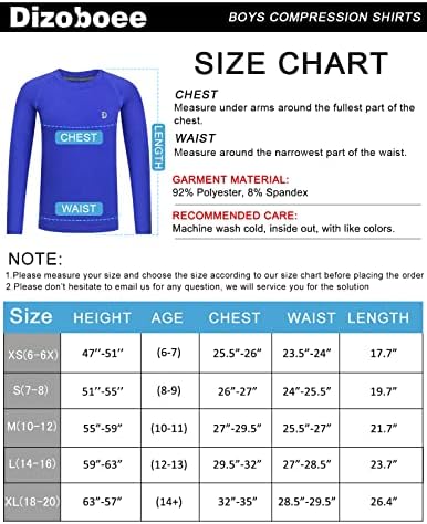Dizoboee נוער נערים חולצת דחיסה שרוול ארוך ילדים כדורגל תחתון חוט לחות לחות בייסבול ספורט ספורט בסיסי רויאל כחול L