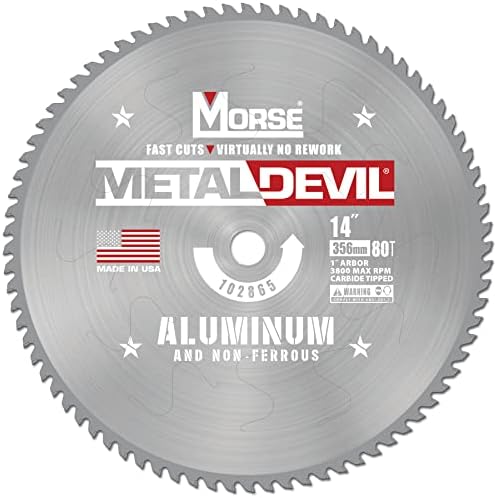 Morse Metal Devil CSM1480FNFC, להב מסור מעגלי, קרביד מוטה, חיתוך אלומיניום, 14 אינץ ', 1 חבילה