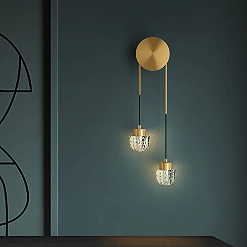 מודרני אופנה פמוט קיר מנורת מינימליזם כפול ראש שקוף קריסטל פליז קיר אור גרם 9 שלושה - צבע אור-שינוי קיר פמוטים עבור