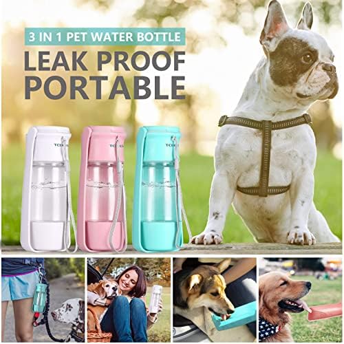 בקבוק מים לכלבים הטוב ביותר, מתקן מים לכלבים נייד 3 ב -1 עם קערה מתקפלת, מיכל חטיפים לנסיעות גור כלבים הליכה