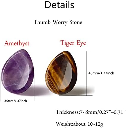 2 יחידות אגודל לדאוג אבן אמטיסט עין נמר ריפוי גבישי סטי יד מגולף אבנים חן כיס טבעי אבן מדיטציה רייקי טיפת מים בצורת דקל אבן