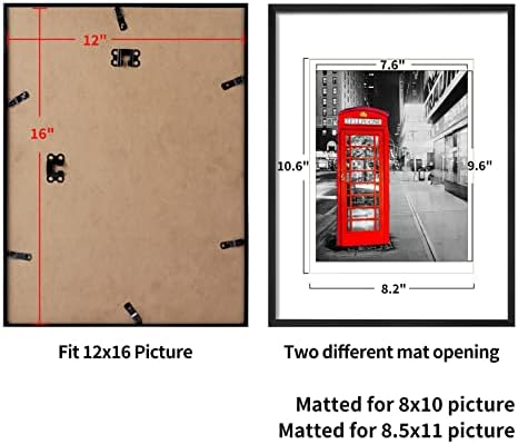 מתנה 12x16 תצוגת מסגרת תמונה 8.5x11 או 8x10 עם מחצלות, אלומיניום 16x12 מסגרות שהועברו לתמונות 10 x 8 או 8.5 x 11