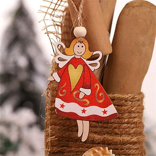 אפייד 2 יחידות חג המולד עץ תליון קישוט יצירתי עץ מלאכות צבי זקן איש שלג צבע עץ בובת קישוט אח זר 5