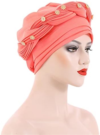 PDGJG נשים טורבן כובע אופנה בעבודת יד Hijab כובע נשים צמות גברת גברת ראש עוטף שיער שיער